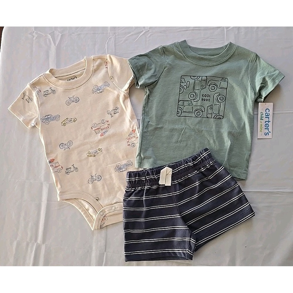 Nwt Carters Baby Boy 3Pc Outfit 6-9 Months Auto Bikes Vehicles‎ Shorts Shirts